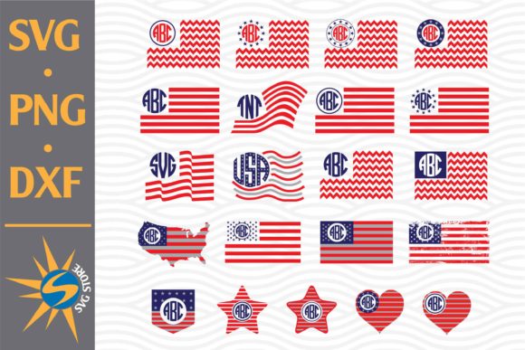 American Flag Monogram Graphics for Crafts