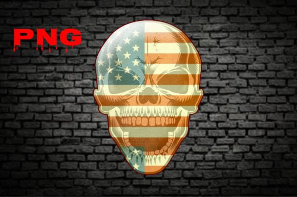 American Flag Skull Sublimation