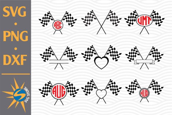 Checkered Flag Monogram Graphics for Crafts