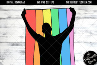 Hand Sketched Man Holding Rainbow Flag Graphics and Crafts