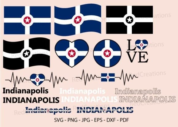 Indianapolis Flag Bundle Graphics for Crafts