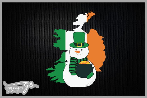 Ireland Flag Snowman Christmas Graphics