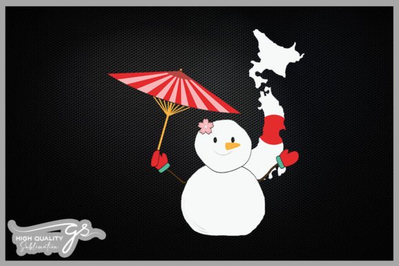 Japan Flag Snowman Christmas Graphics