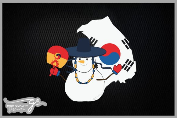 Korea Flag Snowman Christmas Graphics