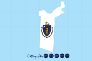 Massachusetts State with Flag Background Graphics