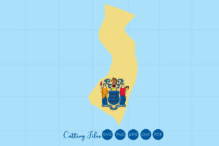 New Jersey State with Flag Background Graphics