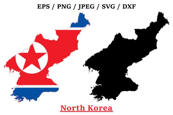 North Korea National Flag Map Design