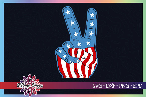 Peace Hand American Flag, USA Graphics and Crafts