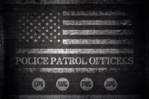 Police Patrol Officers - USA Flag Graphics