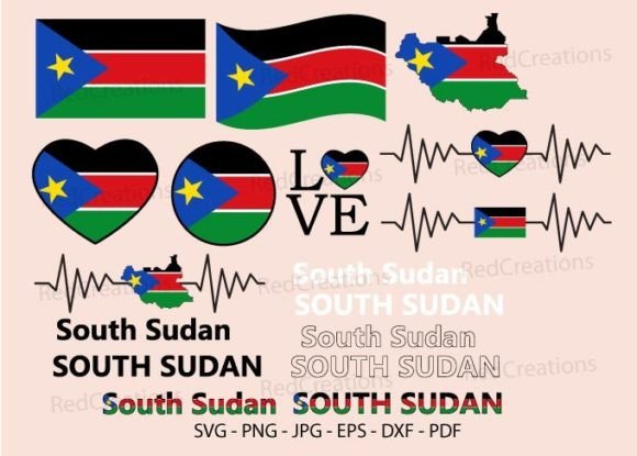 South Sudan Flag Bundle Graphics and Crafts