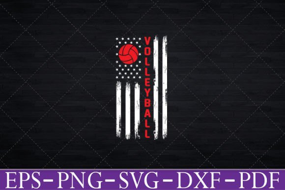 Volleyball Vintage USA American Flag Svg