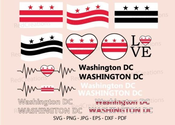 Washington DC Flag Bundle SVG, Crafts & Graphics